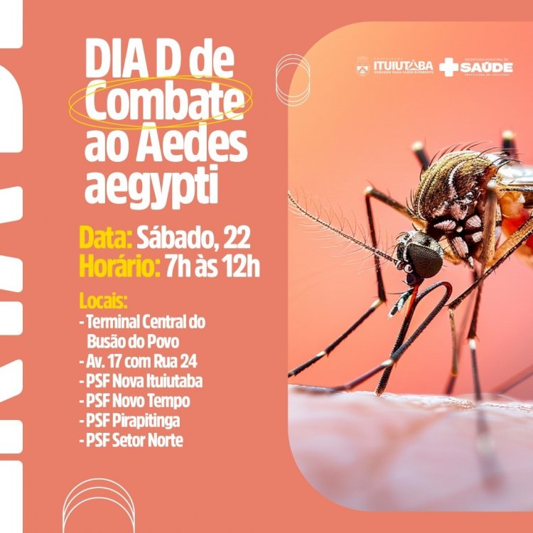 DIA D contra Aedes aegypti será neste sábado (22)